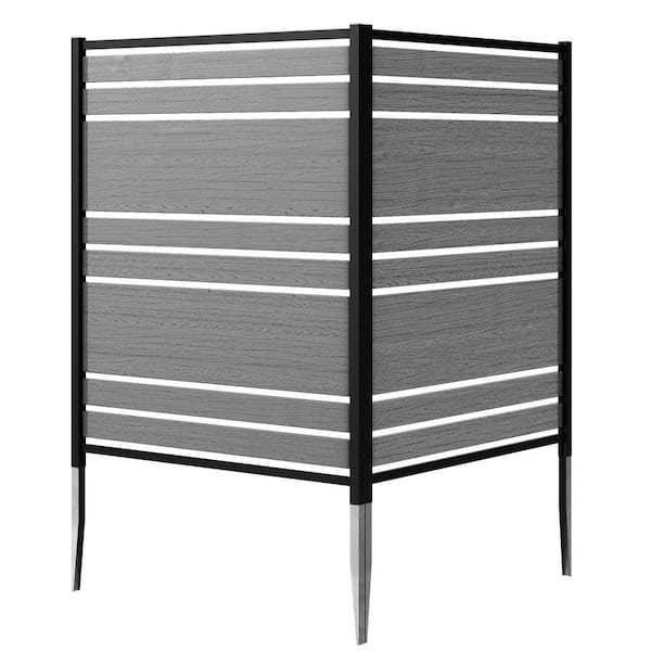 Vienna 4 ft. H x 3.3 ft. W Charcoal Color Woodtek Vinyl Decorative Screen Panel (Includes 2-Panels)