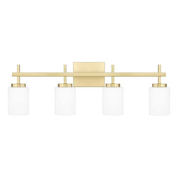 ASHLEY HARBOUR COLLECTION Ezra 31 in. LED 4-Light Satin Brass Vanity Light