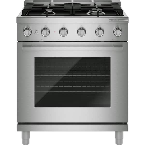 500 Series 30 in. 4.7 cu. ft. Industrial Pro Style Dual Fuel Range with 5-Burners in Stainless Steel