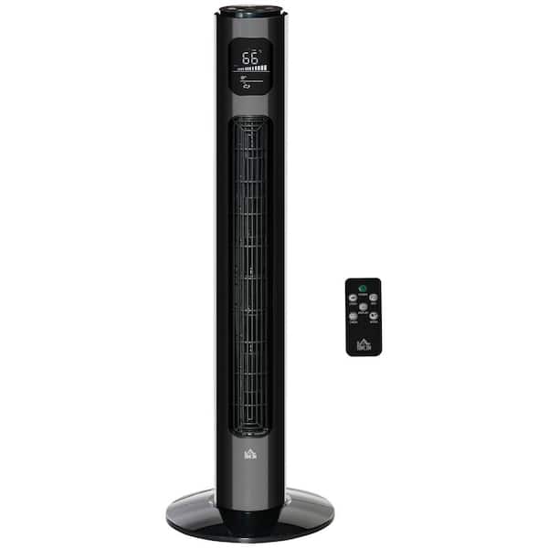 HOMCOM 37 .75 in H Freestanding Tower Fan Cooling for Bedroom with 3 Speed, 12h Timer, Oscillating, 12.5 in Fan Diameter, Black