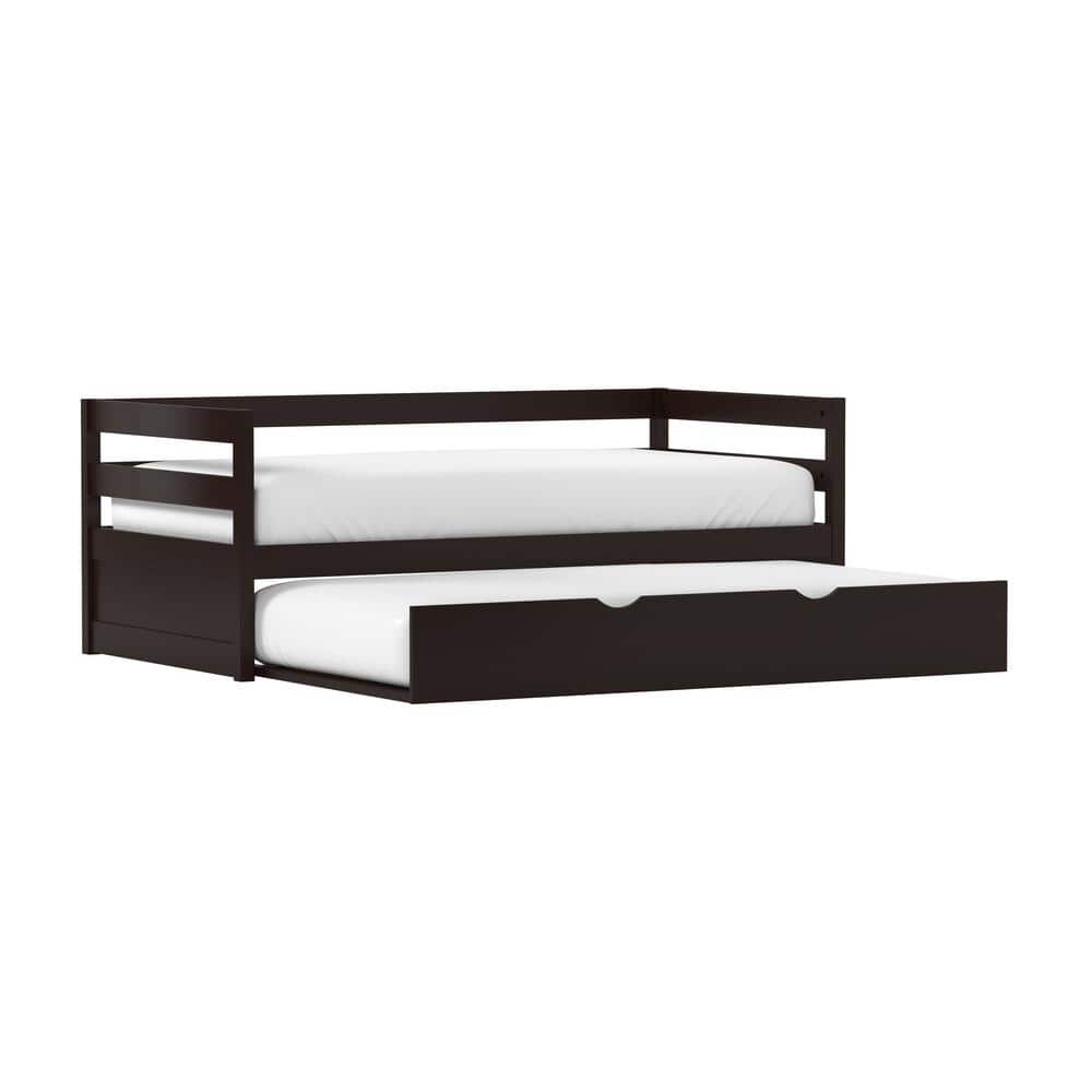 Twin Brown Pine Wood Daybed with Trundle