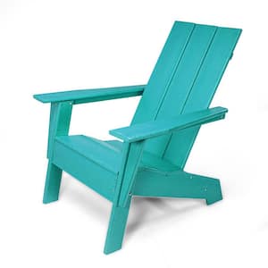 1-Piece Aqua Blue Wood Relaxing Arm Rest Adirondack Chair