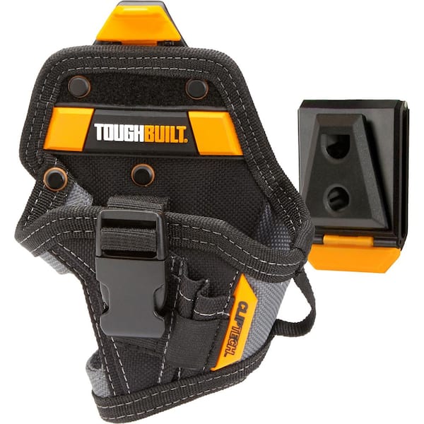 TOUGHBUILT Compact Drill Holster in Black with ClipTech Hub, drill-bit pockets and robust rivet-reinforced construction