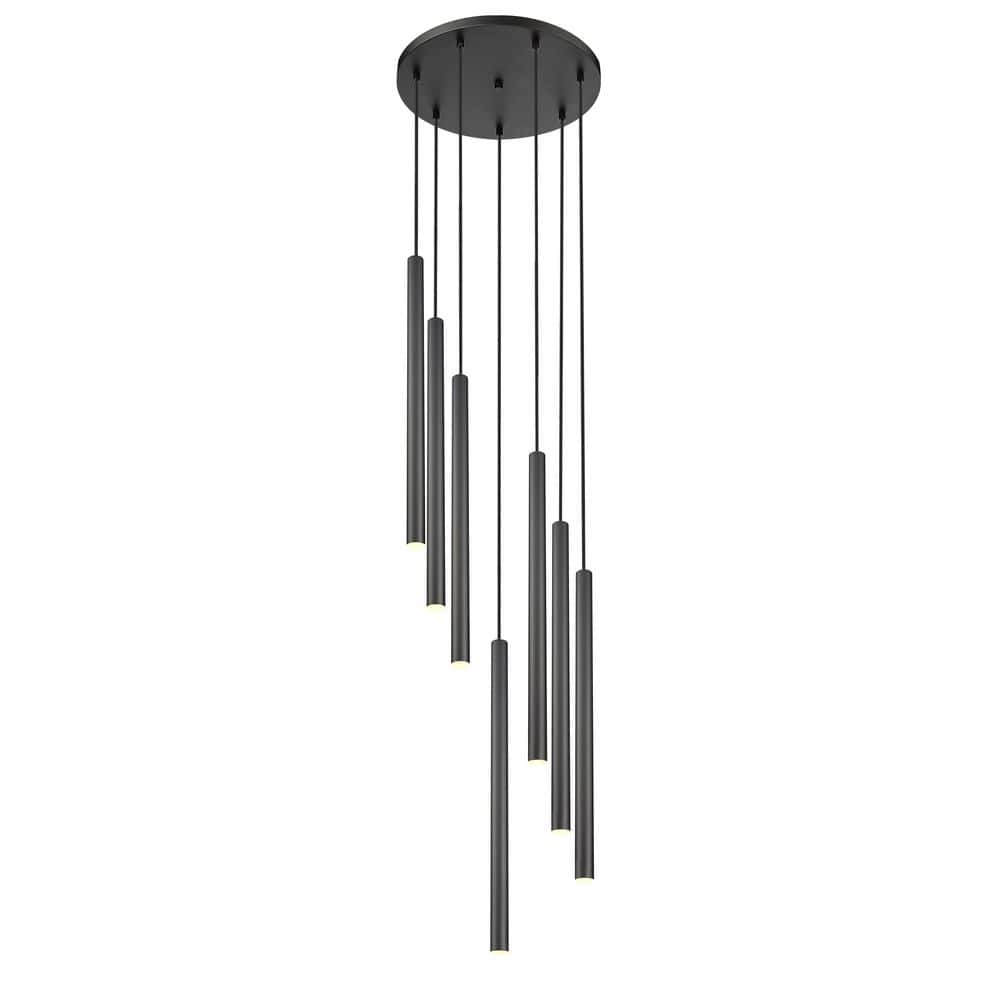 Forest 18 inch Matte Black 7 Light Integrated LED Chandelier