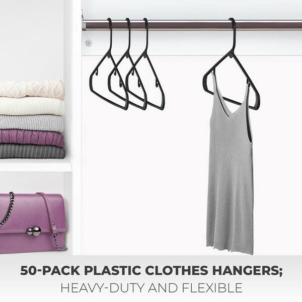 OSTO Black Plastic Hangers 50-Pack OP-109-50-BLK-H - The Home Depot