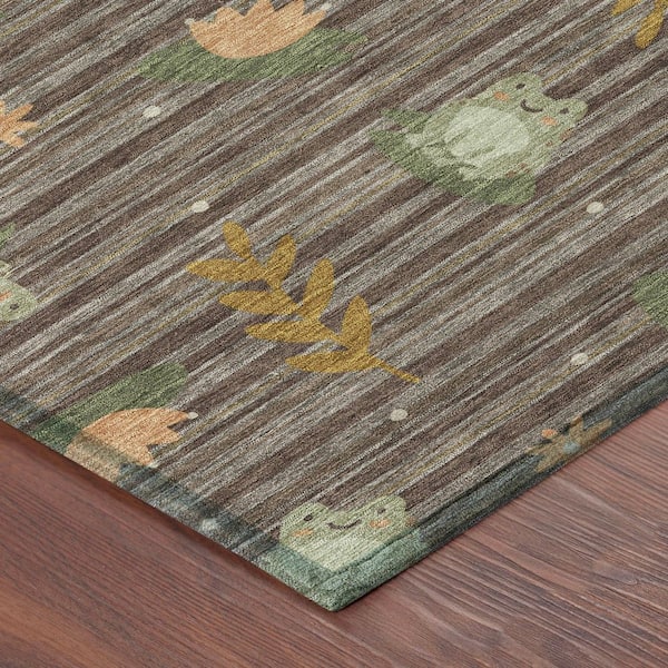 Chantille Machine Washable Indoor/Outdoor Abstract ACN2795 Chocolate 8 ft. x 10 ft. Area Rug