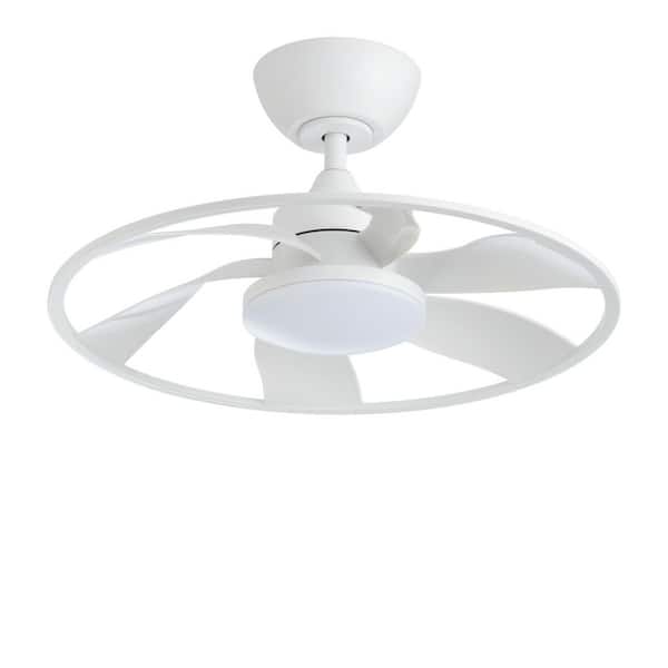 22 in. Round Smart Indoor White Ceiling Fan with Dimmable Light with Remote Control