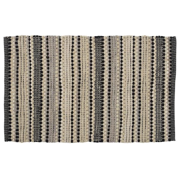 Crossroads Black 38 in. x 24 in. woven cotten Rag Rug Door Mat