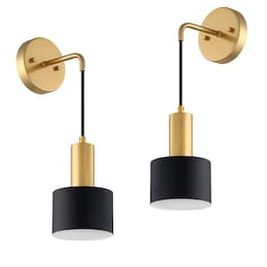 4.8 in 1-Light 12 RGB Wireless Wall lamp, Vintage Black Wall Lights, Battery Operated Wall Sconce （Set of Two)