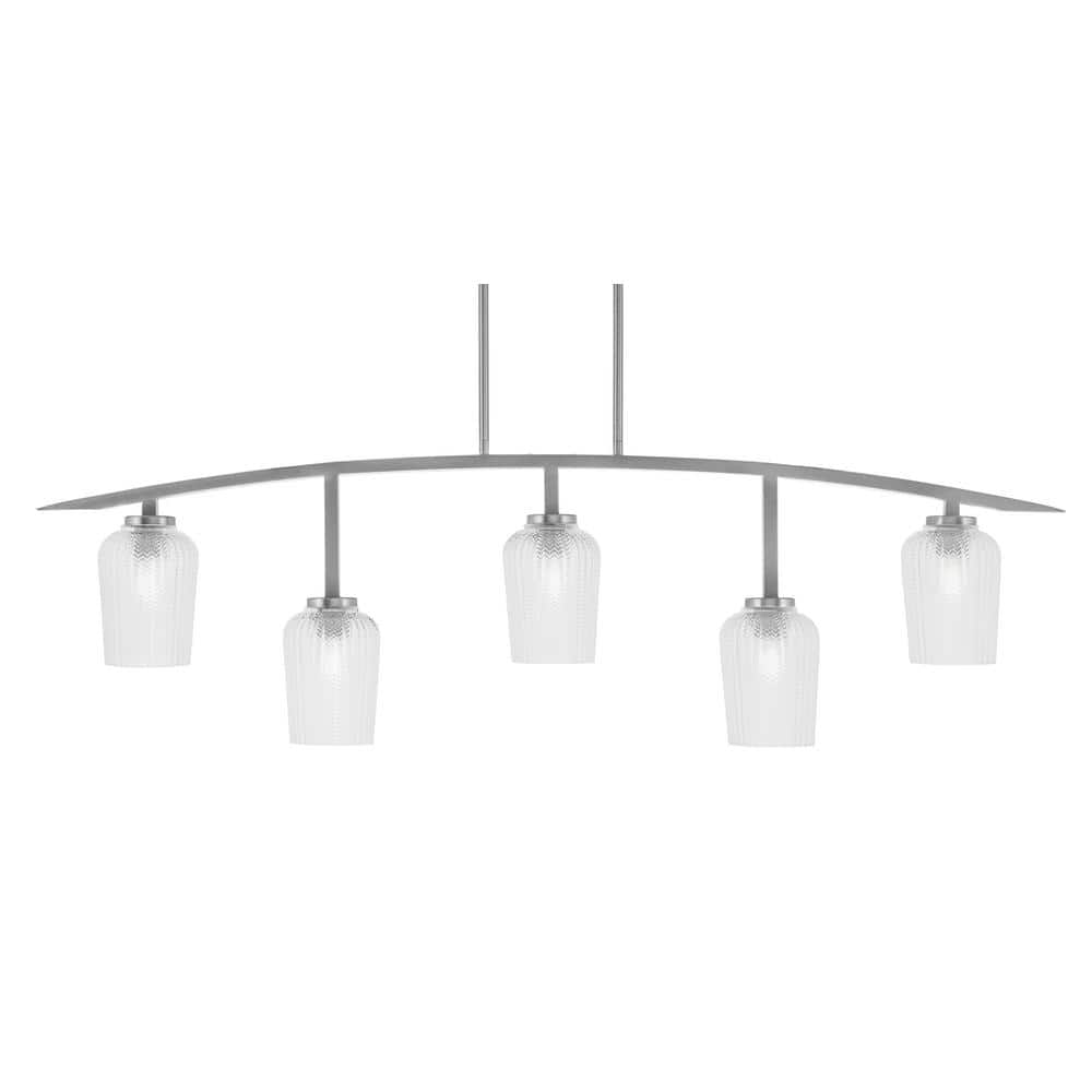 Siena 51.25 in. 5-Light Graphite Chandelier with 5 in. Clear Textured Glass