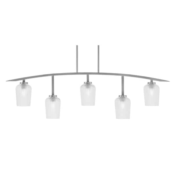 Unbranded Siena 51.25 in. 5-Light Graphite Chandelier with 5 in. Clear Textured Glass Shades, no bulbs included