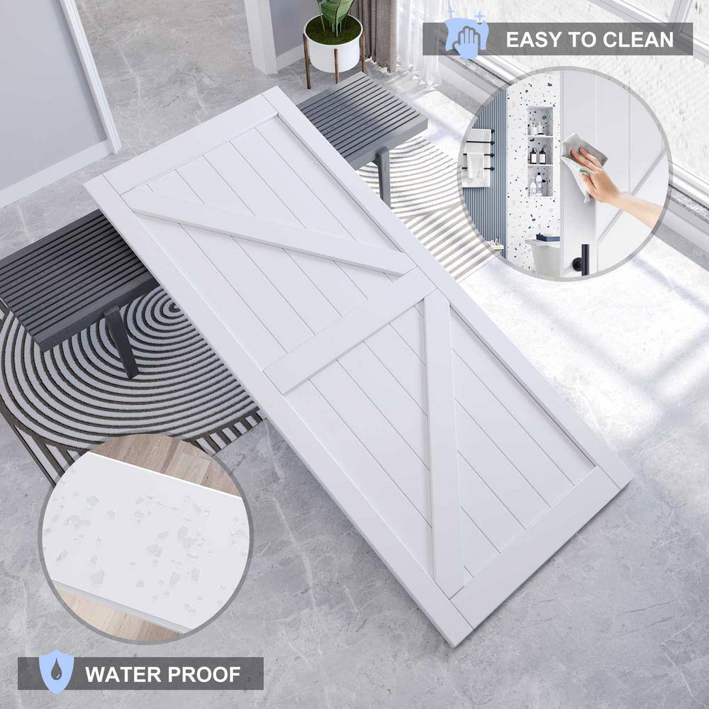 White K-Frame MDF Sliding Barn Door with Hardware Kit