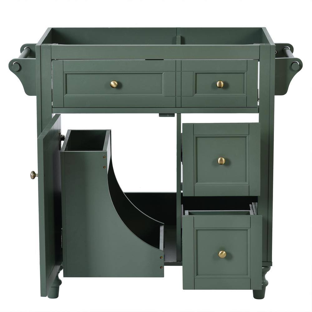 30'' Green MDF Freestanding Bathroom Vanity with Gold Hardware