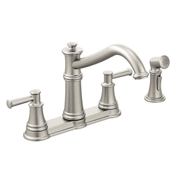 MOEN Belfield 2-Handle Standard Kitchen Faucet with Side Spray in Spot Resist Stainless