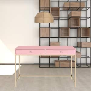 47 in. Rectangular Pink Metal 2-Drawer Computer Desks