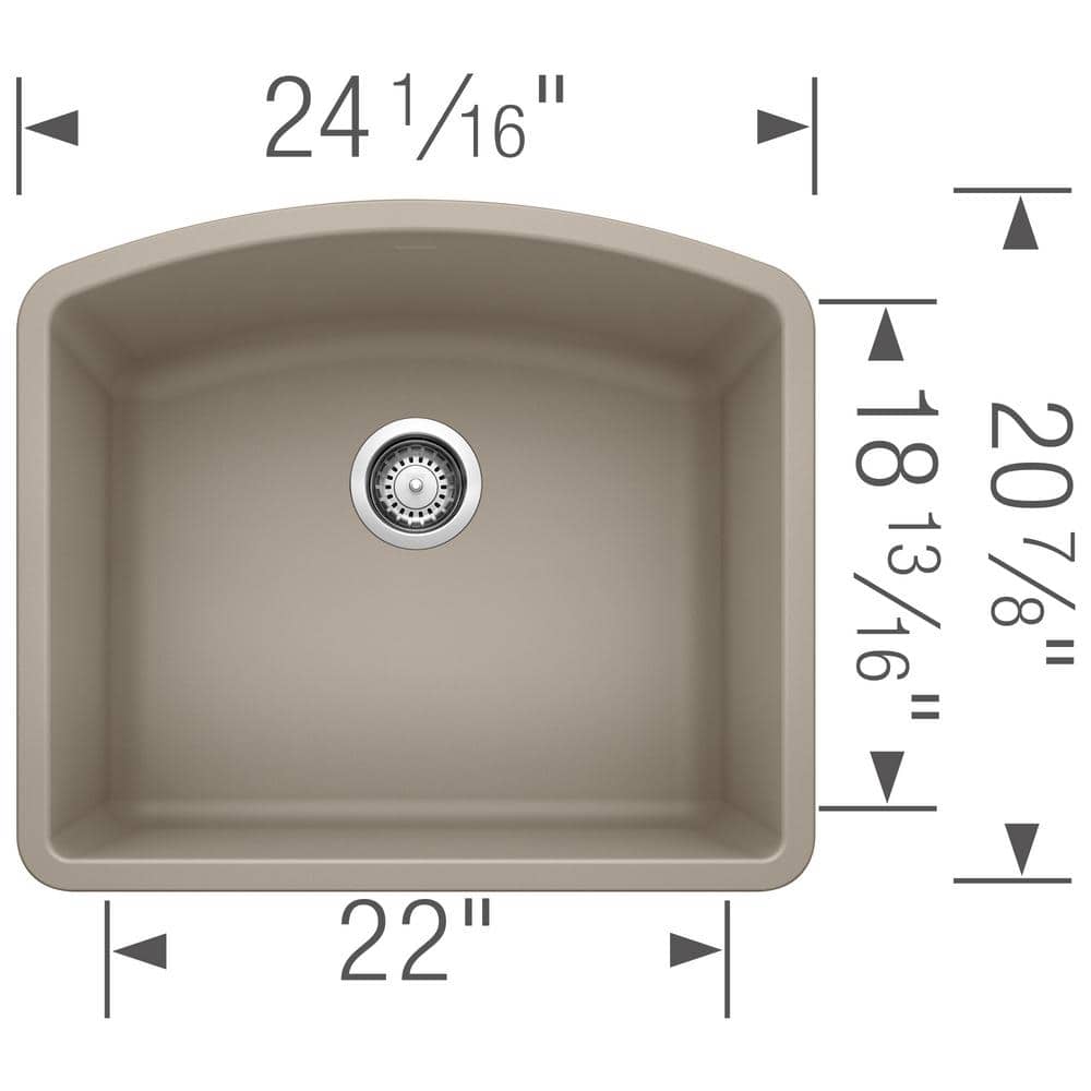 Truffle Granite Composite 24" Single Bowl Undermount Kitchen Sink