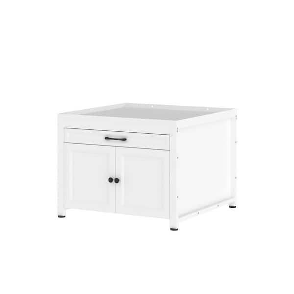 29.1 in. Laundry Pedestal in White with Pull-Out Shelf and Storage Cabinet