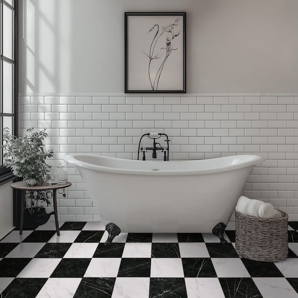 Nero Carrara Chextile 17 in. x 17 in. Matte Porcelain Checkered Floor and Wall Tile (14.07 sq. ft./Case)