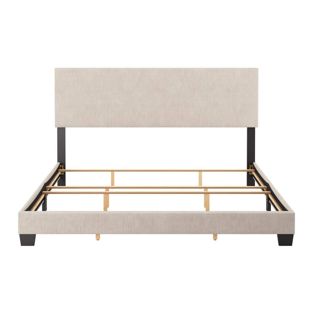 Celeste Beige Upholstered King Bed with Padded Headboard