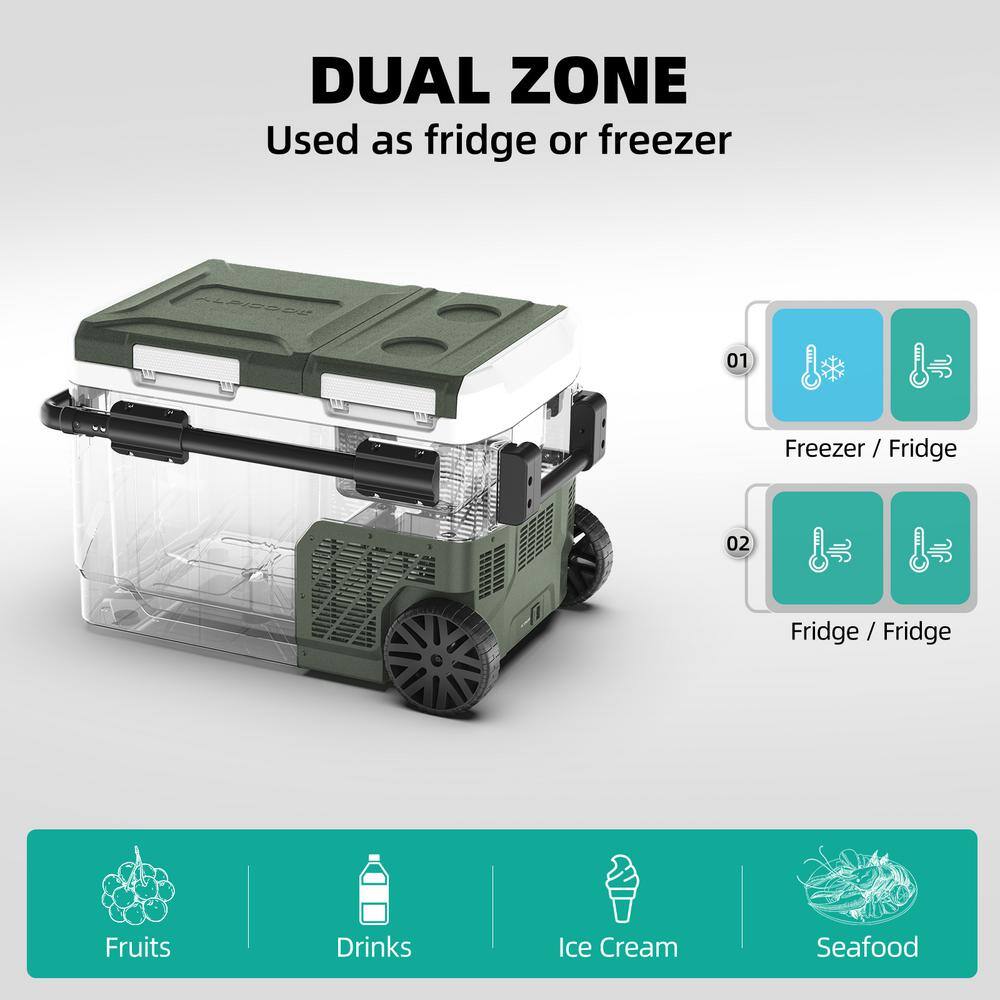 42 Qt. Dual Zone Electric Cooler with Handle and Wheels