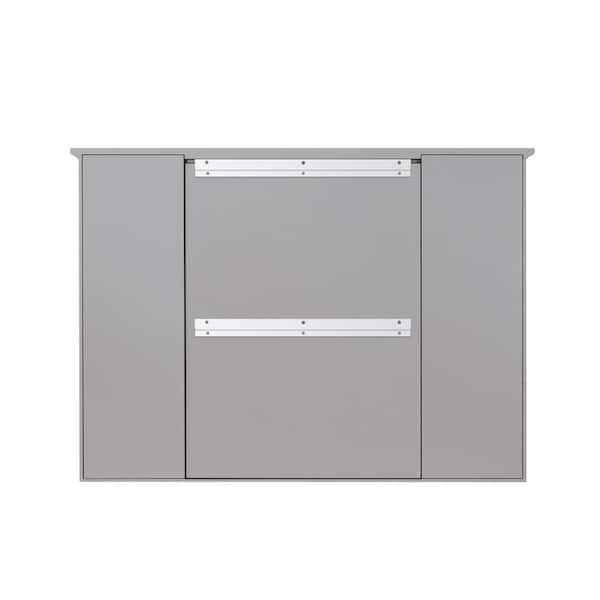 42 in. W x 30 in. H Rectangular Solid Wood Surface Mount Medicine Cabinet with Mirror,Soft-Closed Doors,Easy Hang Gray