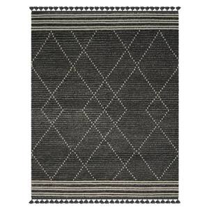 Vail Stona Charcoal and Ivory 5 ft. x 8 ft. Geometric Wool and Cotton Area Rug