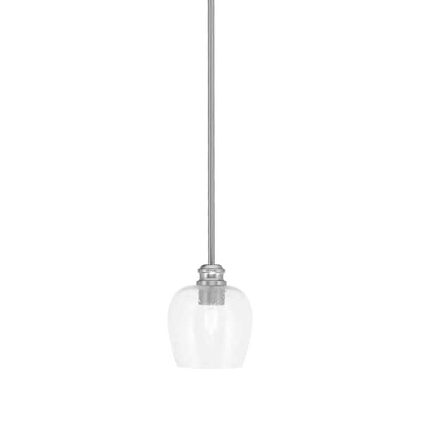 Unbranded Albany 60-Watt 1-Light Brushed Nickel Pendant Mini Pendant Light Clear Bubble Glass and Light Bulb Not Included