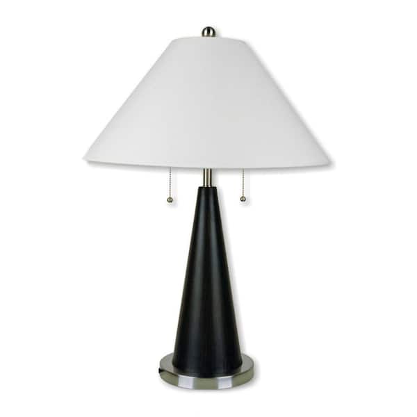 ORE International 28 in. Black/Silvertone Metal Table Lamp