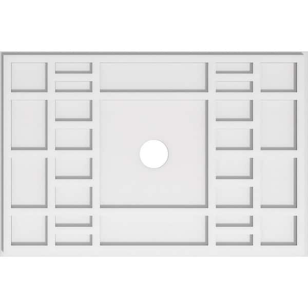 Ekena Millwork 32 in. W x 21-3/8 in. H x 3 in. ID x 1 in. P Beaux Architectural Grade PVC Contemporary Ceiling Medallion