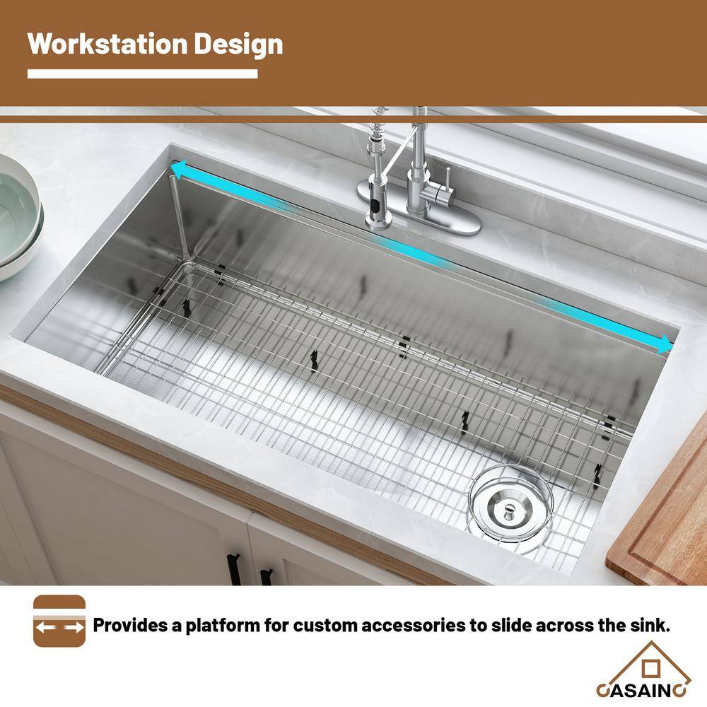 36" Stainless Steel Undermount Kitchen Sink with Accessories