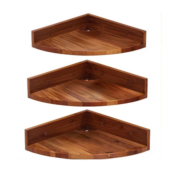 Unbranded 12 in. W x 12 in. D Brown Floating Shelves Decorative Wall Shelf (Set of 3)