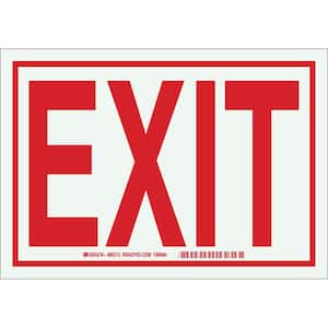 7 in. x 10 in. Glow-in-the-Dark Self-Stick Polyester Exit Sign with Box Around Edge