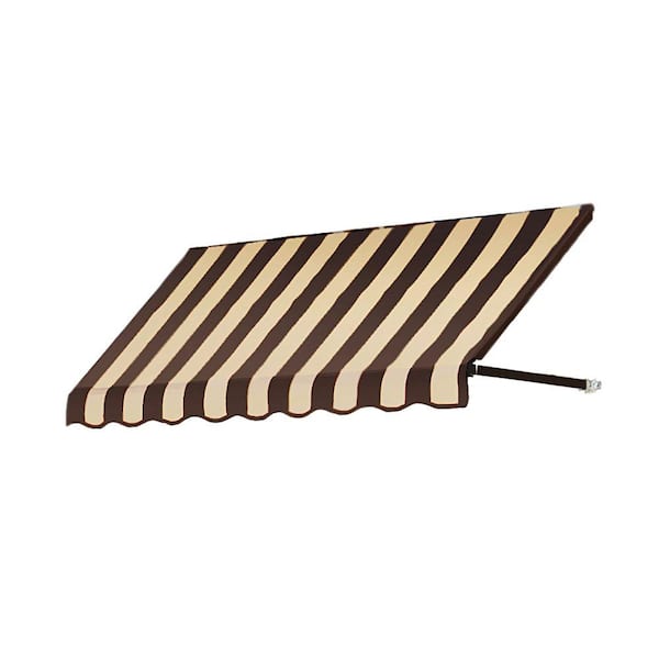 AWNTECH 8.38 ft. Dallas Retro Fixed Awning 100.5 in. W x 31 in. H x 24 in. D Acrylic Fabric in Brown/Tan Stripe