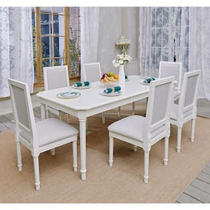 Zakir 7-Piece Rectangular Beige Wood Top Table Extendable Dining Set ( Seats 6 )