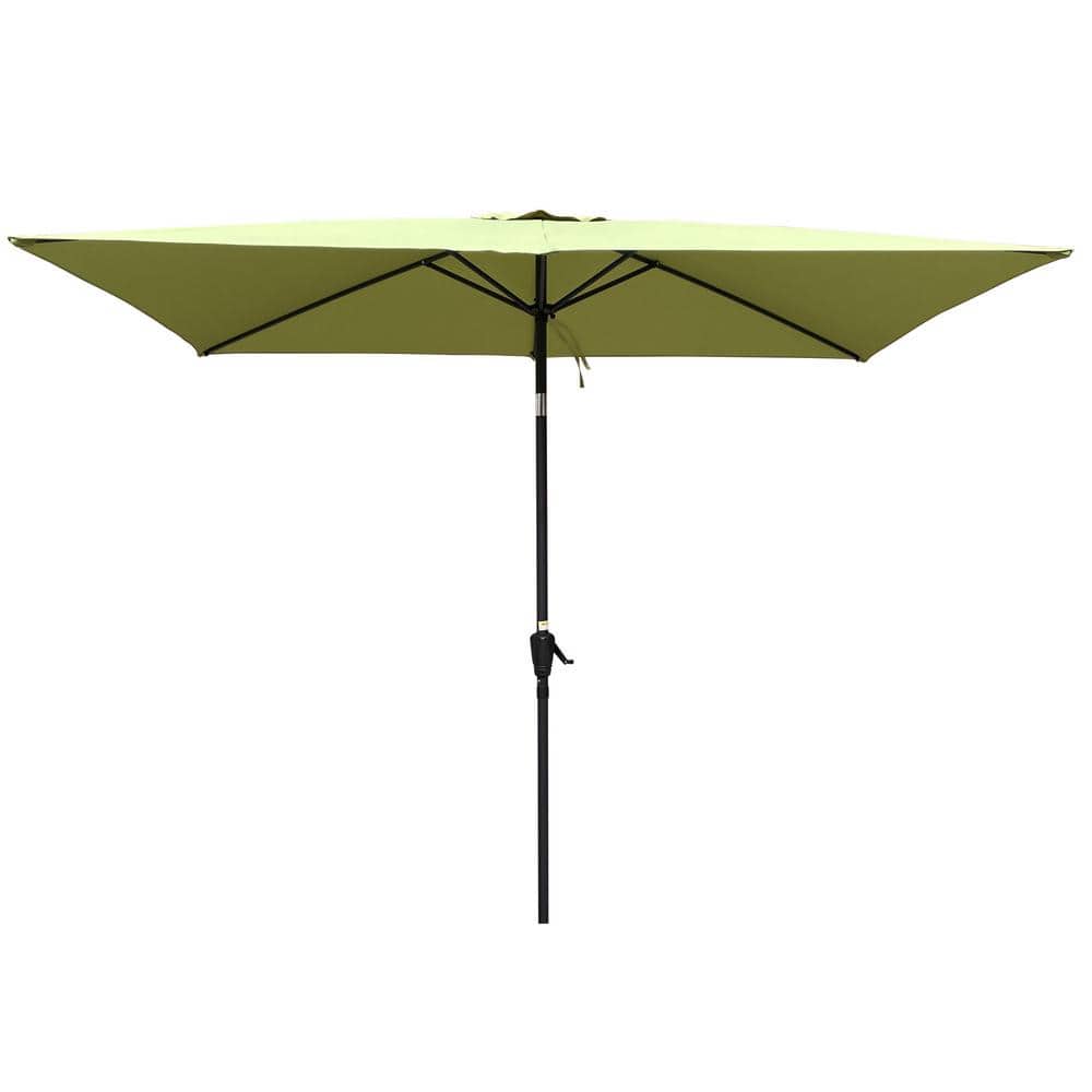 6 ft. x 9 ft. Aluminum Market Patio Umbrella in Green with Crank and Push B