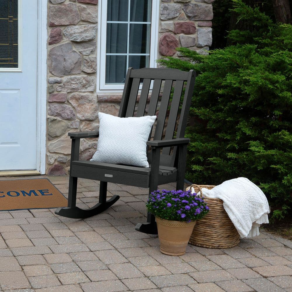Highwood Lehigh Black Recycled Plastic Outdoor Rocking Chair AD