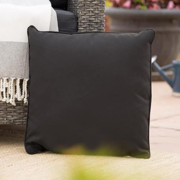 Otryad 15 x 15 inch Black Square Outdoor Throw Pillow, Waterproof Decorative Pillow for Patio Furniture