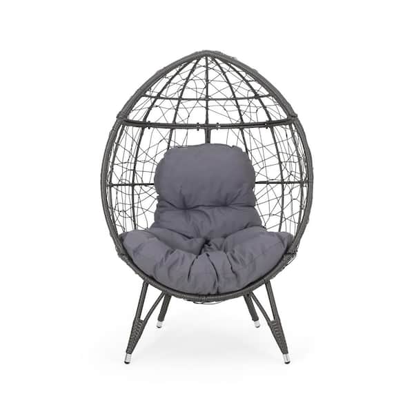 Noble House Gavilan Grey Fabric Removable Cushions Egg Chair