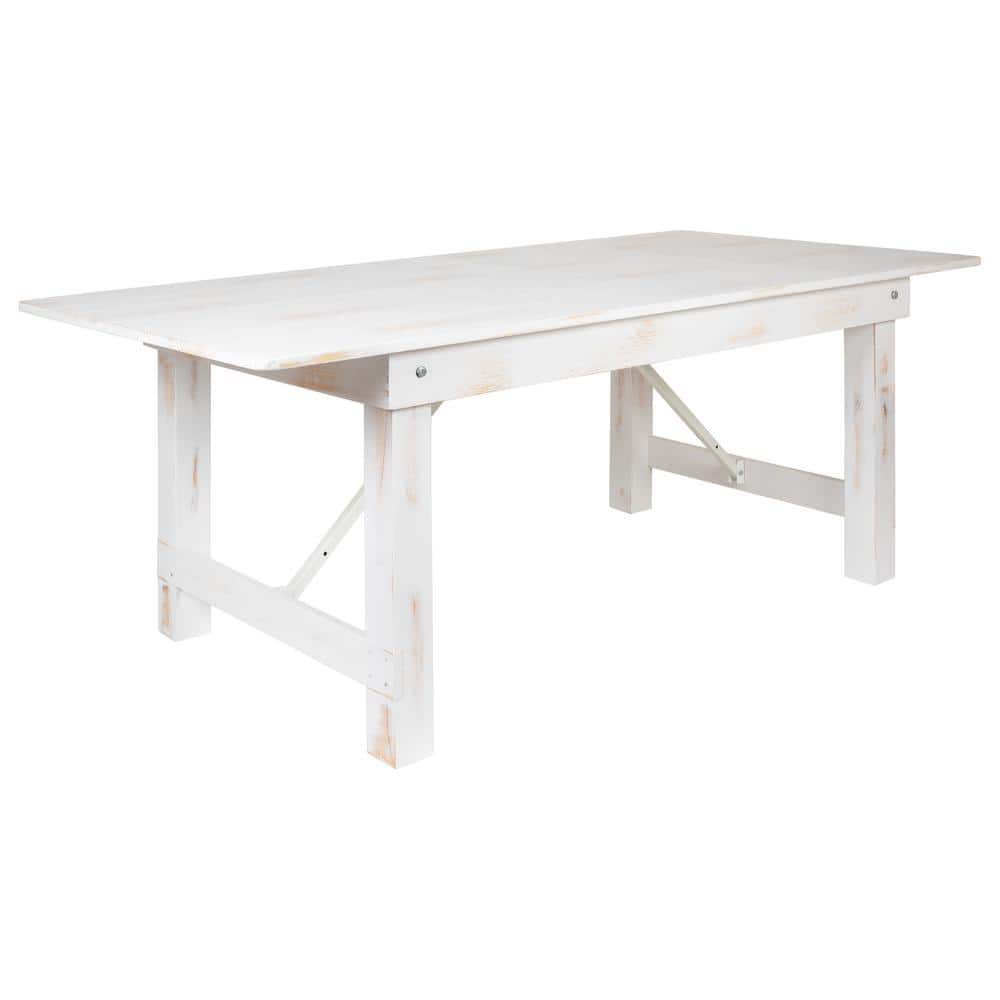 Carnegy Avenue Antique Rustic White Wood 4 Legs Dining Table Seats