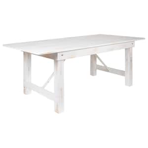 Antique Rustic White Wood 4 Legs Dining Table Seats 8