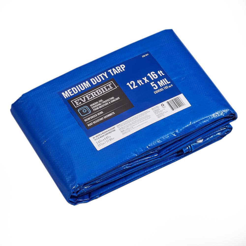 Everbilt 12 ft. x 16 ft. Blue Medium Duty Tarp (2Pack) GP 1216 (TWIN