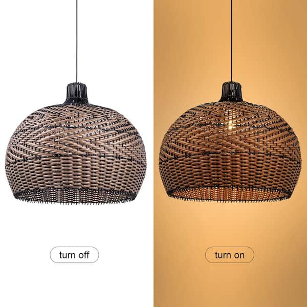 ARTURESTHOME 1-Light Handmade Rattan Pendant Light Lamp with