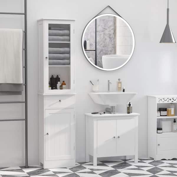kleankin White 67.5 in. H Storage Cabinet with Doors and Shelves