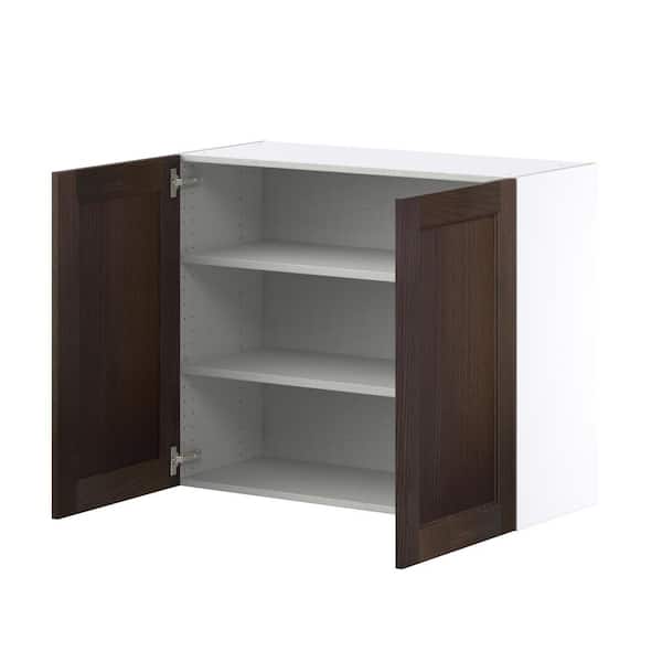 J COLLECTION Lincoln Chestnut Solid Wood  Assembled Wall Kitchen Cabinet with Full Height Door (36 in. W x 30 in. H x 14 in. D)