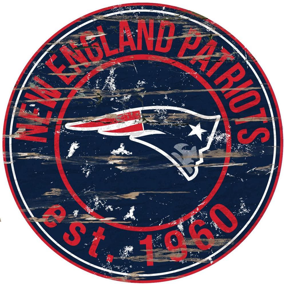 NFL Round Distressed Sign: New England Patriots