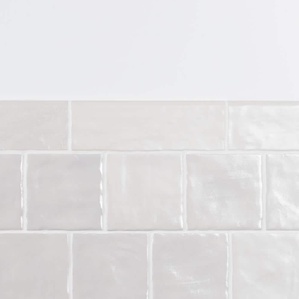 Amagansett White Ceramic Bullnose Tile Trim, 2x8