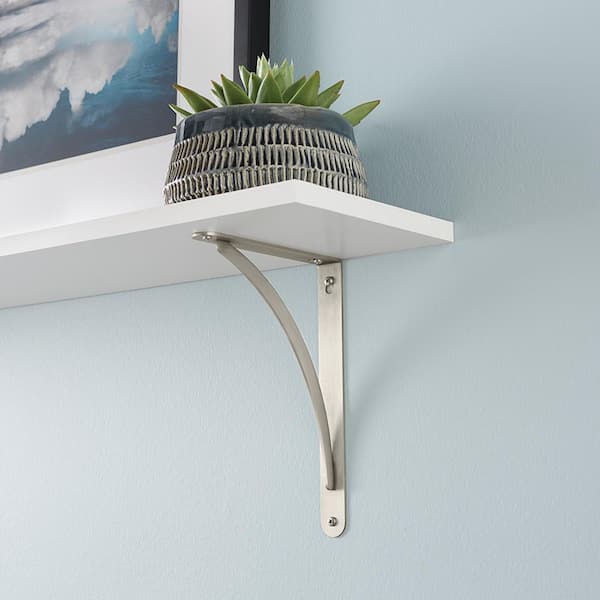 6.5 in. x 9 in. Satin Nickel Cove Arch Decorative Shelf Bracket