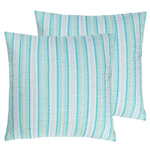 Beach Days Multicolored Stripe Cotton 26 in. x 26 in. Euro Sham - Set of 2