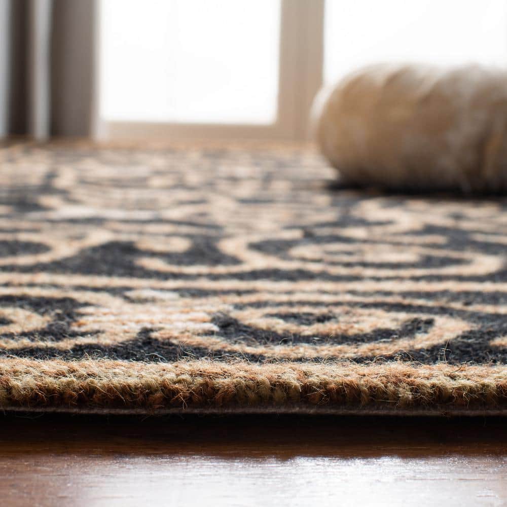 Handmade Black Floral Wool 6' x 9' Tufted Rug