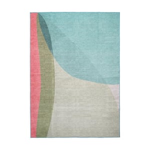Cove Green 5 ft. x 7 ft. Lines Washable Area Rug